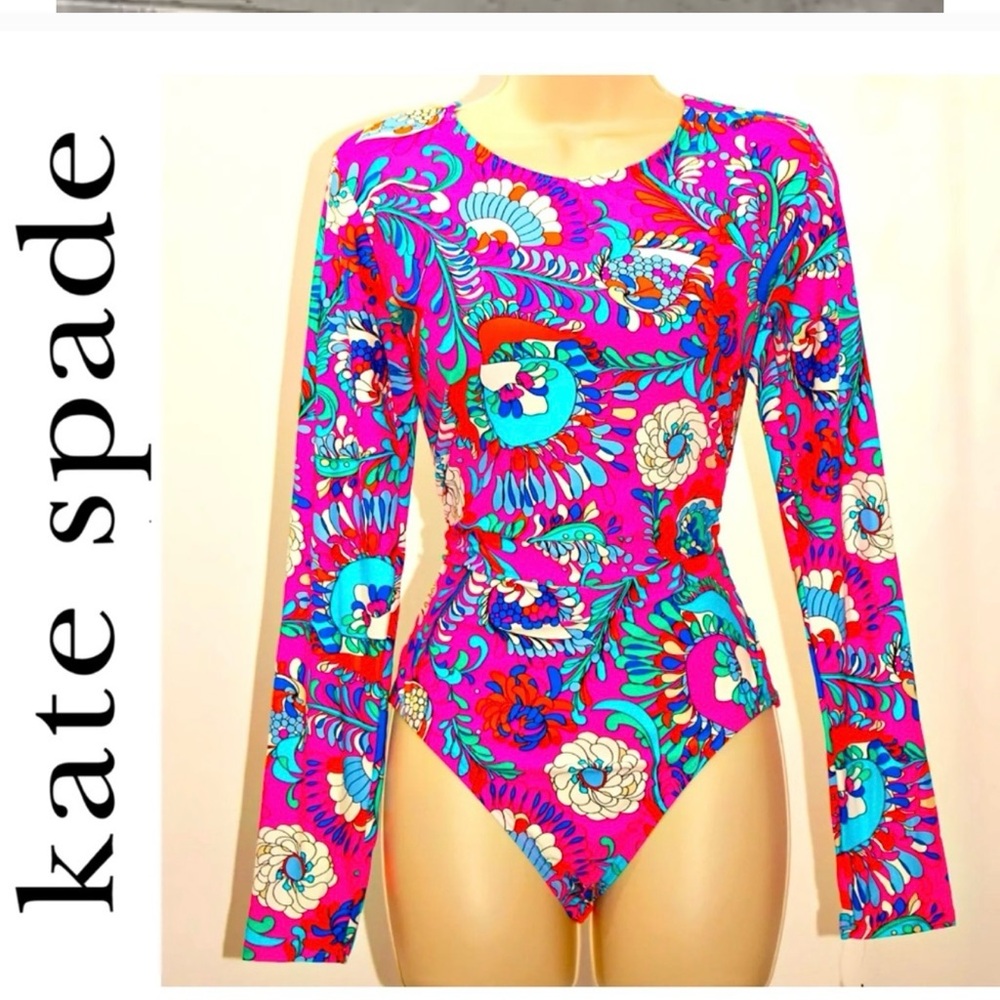 Kate Spade Pink and Blue Floral One Piece Swimsuit